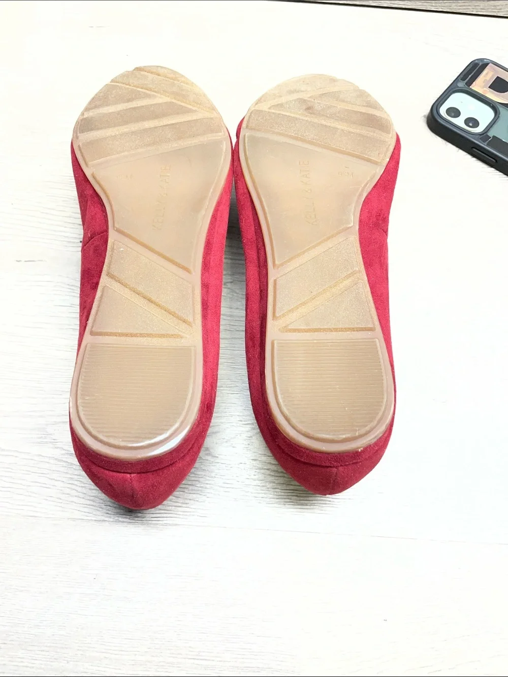 Kelly & Katie Deep Red Suede Slip-On Flats #1107